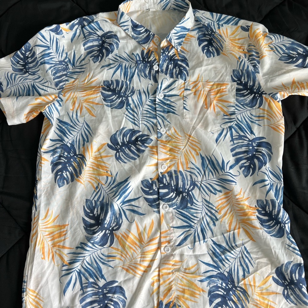 Tropical Leaf Print Men's Shirt Large